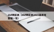 dnf跨区表（dnf跨区表2022最新完整版一览）