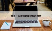 关于什么游戏私服好玩的信息